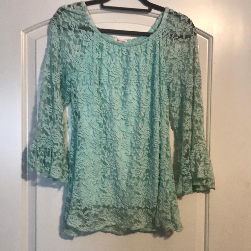 Mint lace blouse